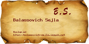 Balassovich Sejla névjegykártya
